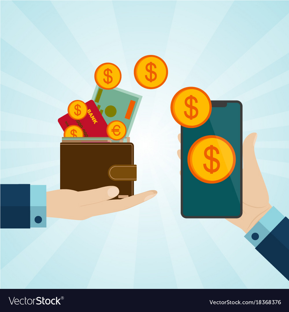 Pay or make money online concepts hands holding Vector Image