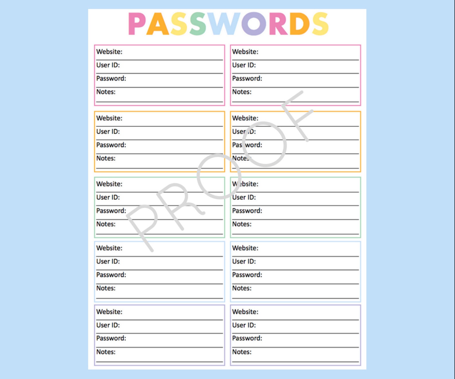 Password Organizer Printable Password List Password Log Etsy