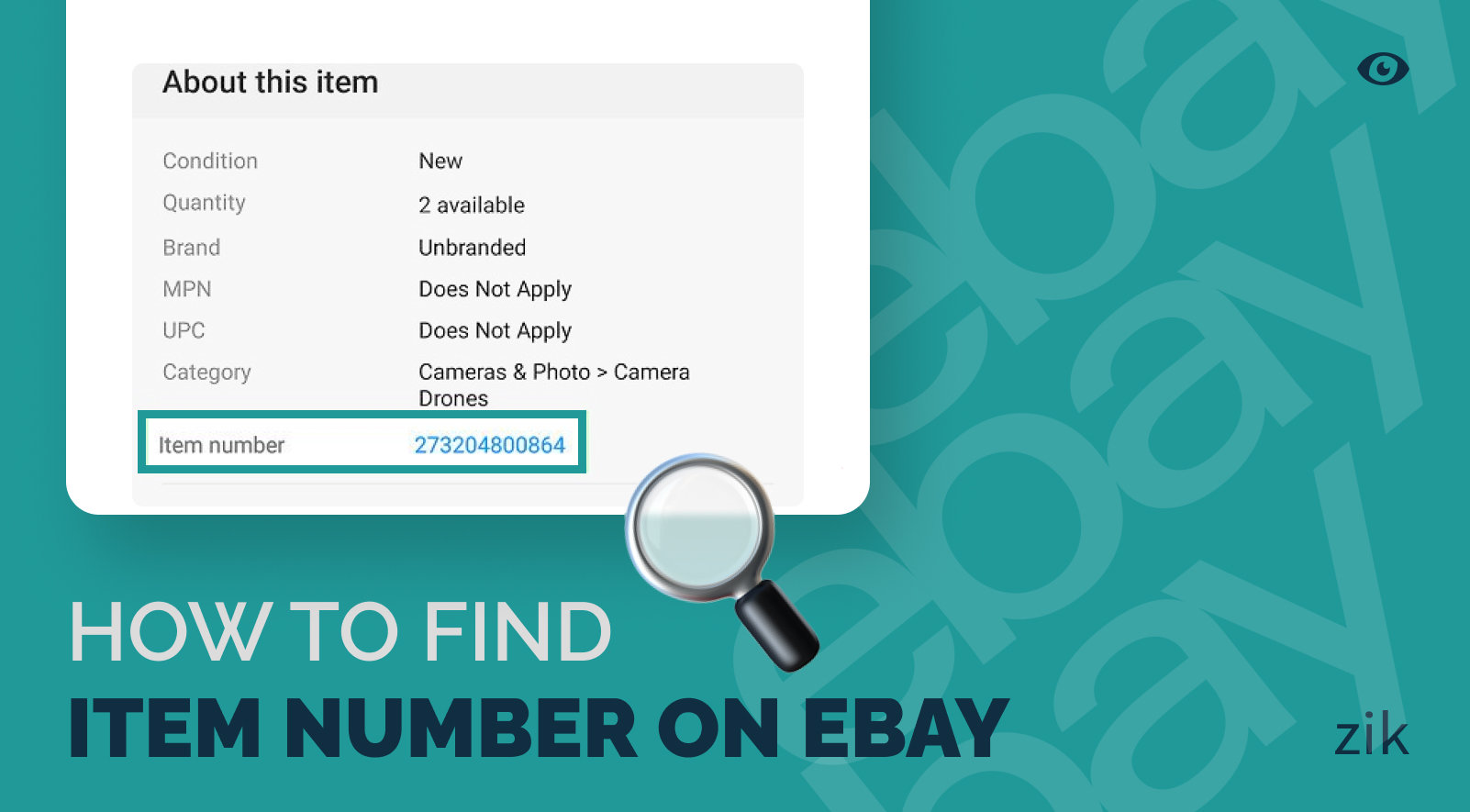 How to Find Item Number on eBay ZIK Analytics