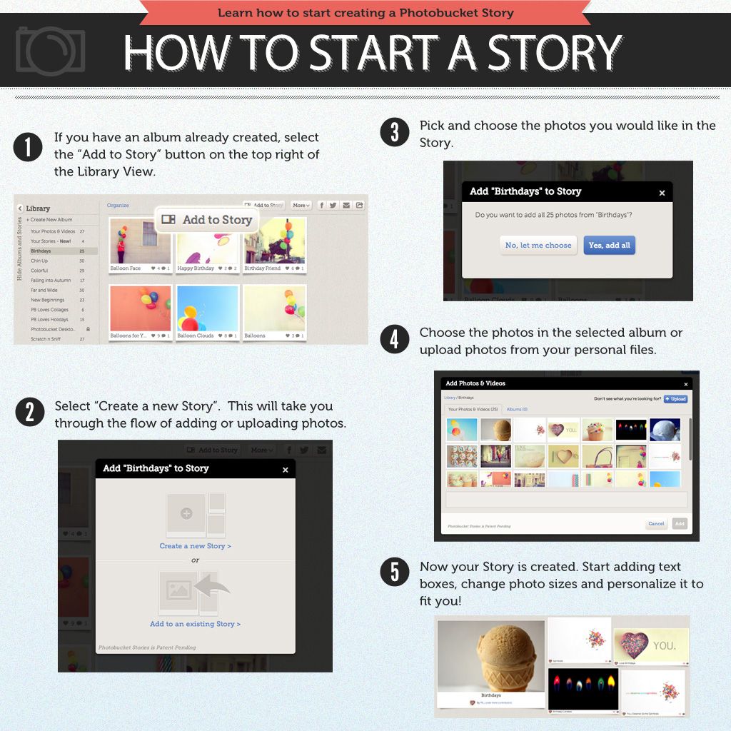 How to Start a Photobucket Story Photobucket Story Learning