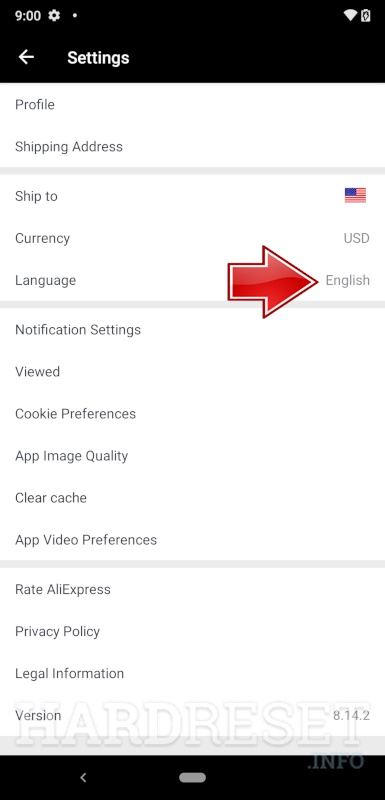 How to change language on APPS AliExpress HardResetinfo