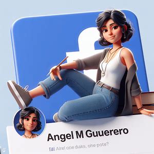 Crea una ilustración en 3D de un personaje animado sentado casualmente encima del logotipo de una red social