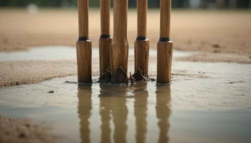 underwater, ((( Cricket Wicket stumps ))), photography, realistic, photo-realistic, 8k, highly detailed, full length frame, High detail RAW color art, diffused soft lighting, shallow depth of field, sharp focus, hyperrealism, cinematic lighting, knollingcase