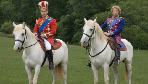 Prince with princes on horse.