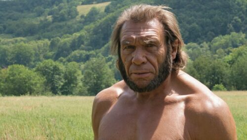 neanderthal man, sunny day --ar 2:3 --s 1000