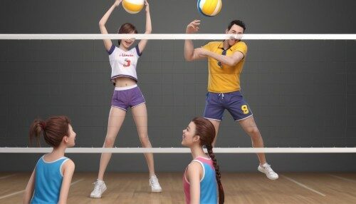 full display of happy father, volley ball, girl,realistic, happy,highly detailed vray render, flash, high quality, 18k --v 5.2 --ar 9:16 --q 3 --s 750