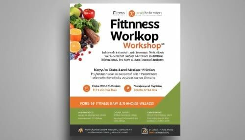 Design an informative and visually appealing flyer for a fitness workshop focused on nutrition and wellness. Include key details such as date, location, and registration information.