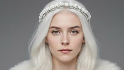 A white female with white hair and a white halo