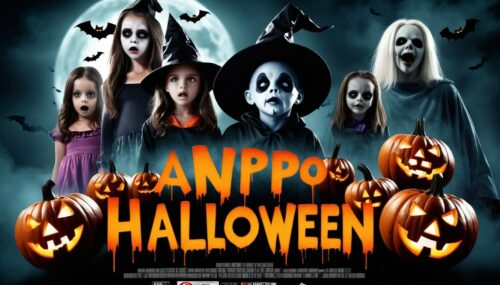 A photoshop document of a Halloween themed movie banner, with combinations of horrific pictures and release dates included. 