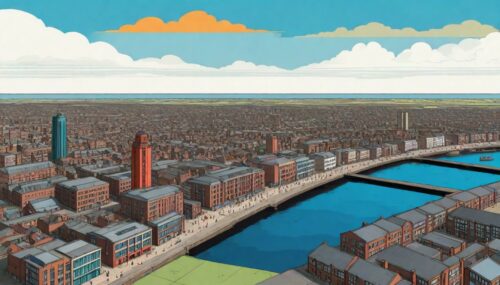 Middlesbrough, England, horizon, Colorfully, horizontal, Illustration 