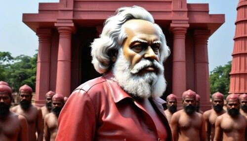 Karl Marx is standing in front of temples in Tamilnadu and telling people about atheism