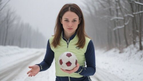 jogn cena with ball on her hands in the snowy road