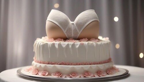 underwear, (((wedding cake))), photography, realistic, photo-realistic, 8k, highly detailed, full length frame, High detail RAW color art, diffused soft lighting, shallow depth of field, sharp focus, hyperrealism, cinematic lighting, knollingcase