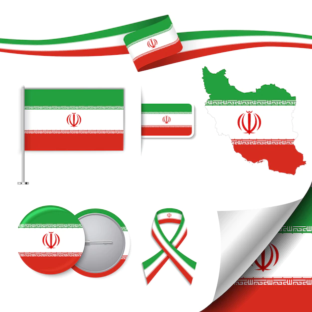 Free Vector | Stationery elements collection with the flag of iran design