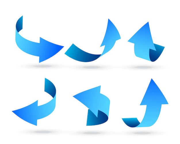 Free Vector | 3d blue arrows set in different angles