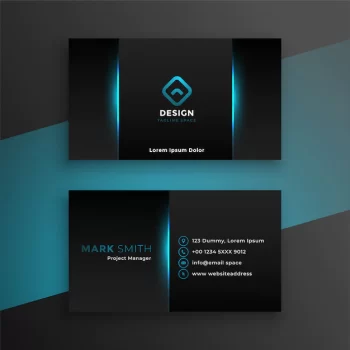 Free Vector | Abstract black business card with blue shade