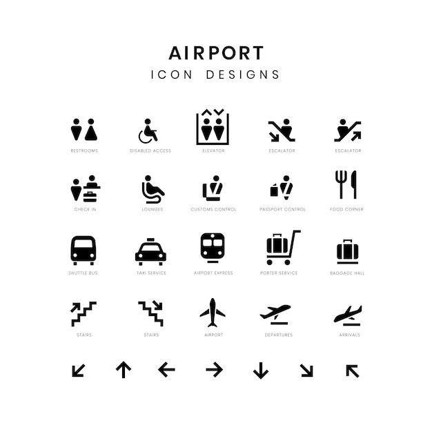 Free Vector | Airport service signs vector set