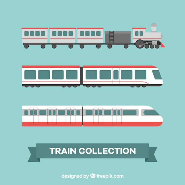 Free Vector | Assortment of three flat trains