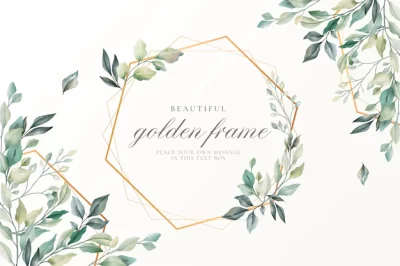 Free Vector | Beautiful floral card with golden frame