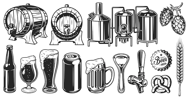 Free Vector | Beer object set