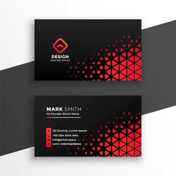 Free Vector | Black business card with red triangle shapes