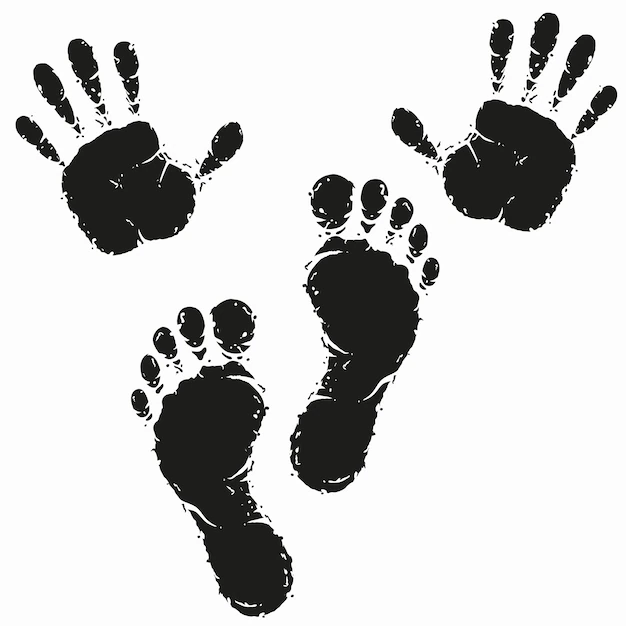 Free Vector | Black footprint and hand print.