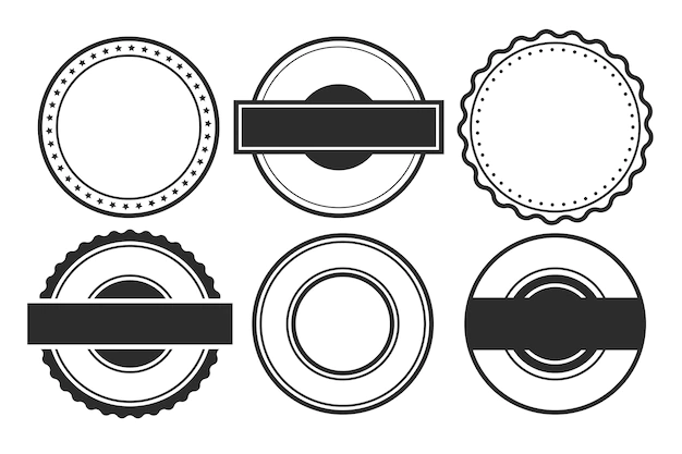 Free Vector | Blank empty circular stamps or labels set of six