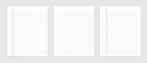 Free Vector | Blank sheet of lined notebook paper set