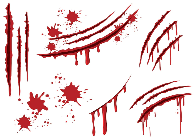 Free Vector | Blood claw scratch wounds on white background