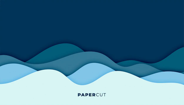 Free Vector | Blue water wave background in papercut style