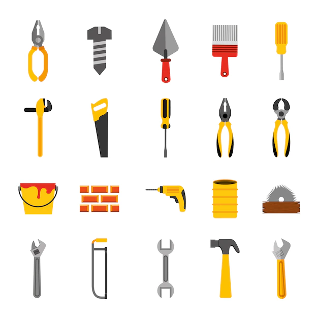 Free Vector | Bundle of construction tools icons