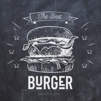 Free Vector | Burger grill illustration on black chalkboard