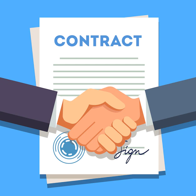 Free Vector | Business man shaking hands over a signed contract