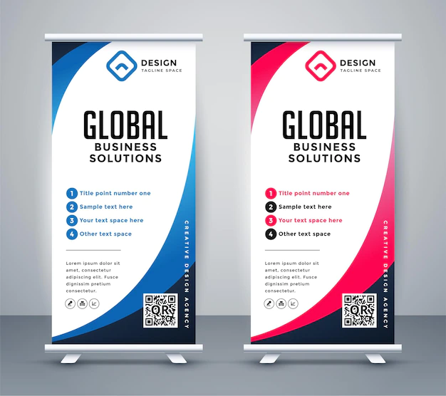 Free Vector | Business roll up display standee for presentation purpose