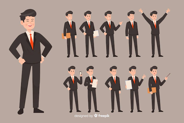 Free Vector | Businessman doing different actions