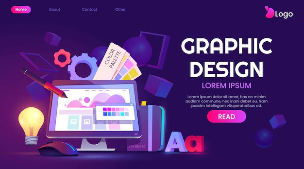 Free Vector | Cartoon graphic design landing page