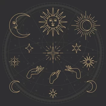 Free Vector | Celestial object vector golden sketch collection on black background