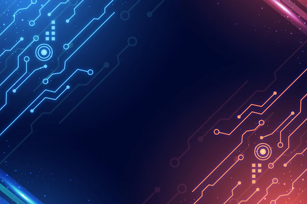 Free Vector | Circuits blue and red gradient digital background