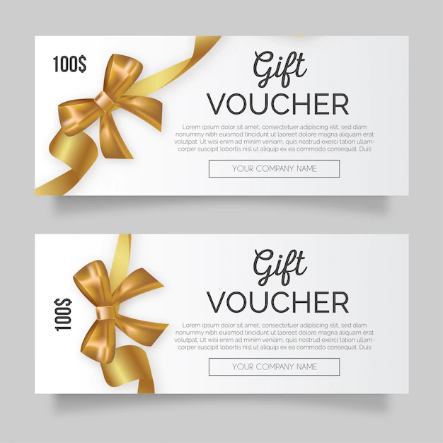 Free Vector | Clean gift voucher with golden ribbon