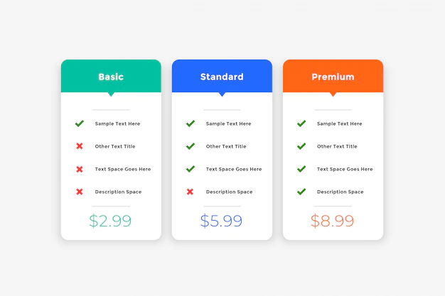 Free Vector | Clean simple pricing table template for website