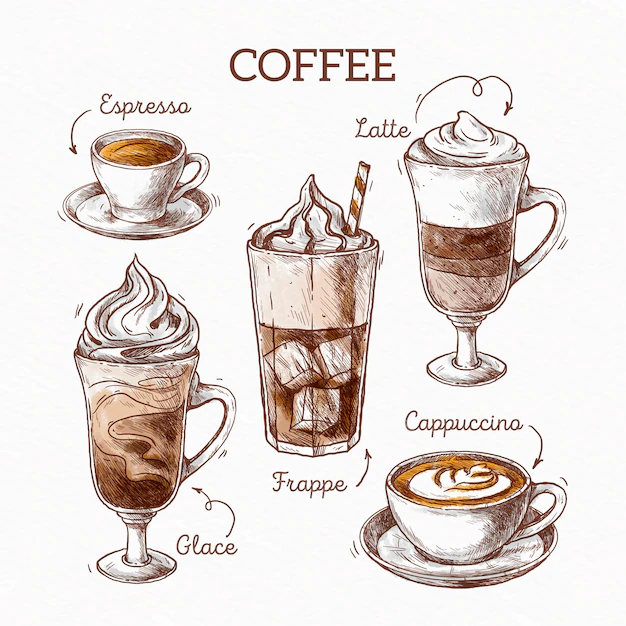 Free Vector | Coffee types illustration concept