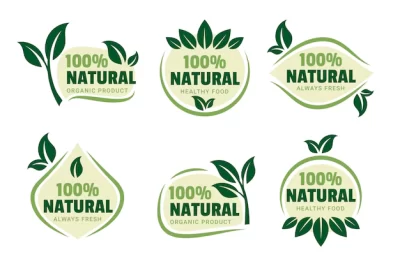 Free Vector | Collection of 100% natural green badge