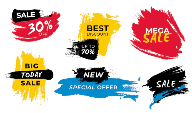 Free Vector | Collection of brush stroke sale banners