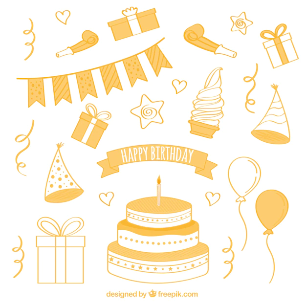 Free Vector | Collection of cake and birthday items