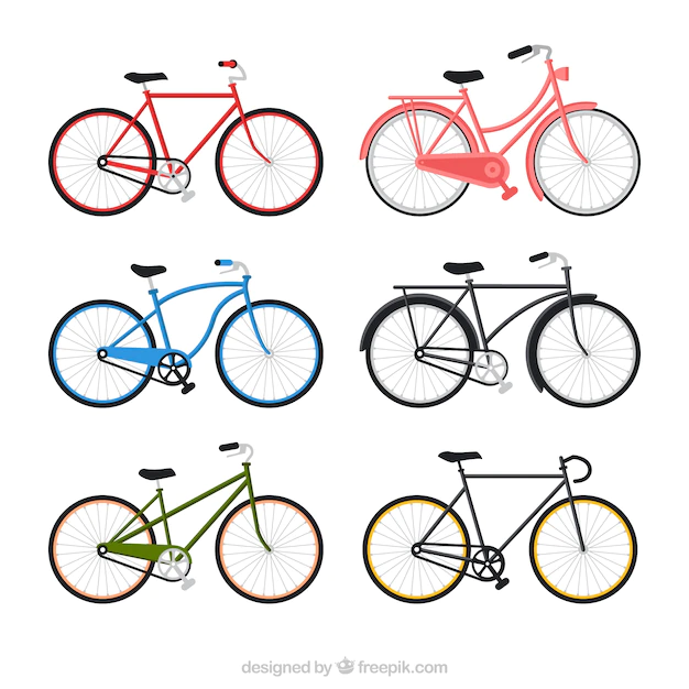 Free Vector | Collection of colorful bikes in flat design
