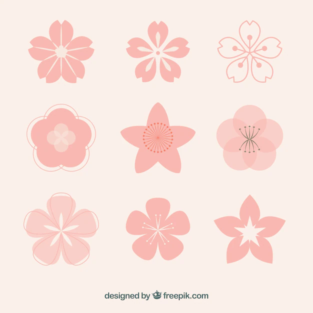 Free Vector | Collection of pink flowers with variety of designs