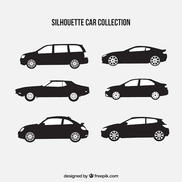 Free Vector | Collection of six car silhouettes