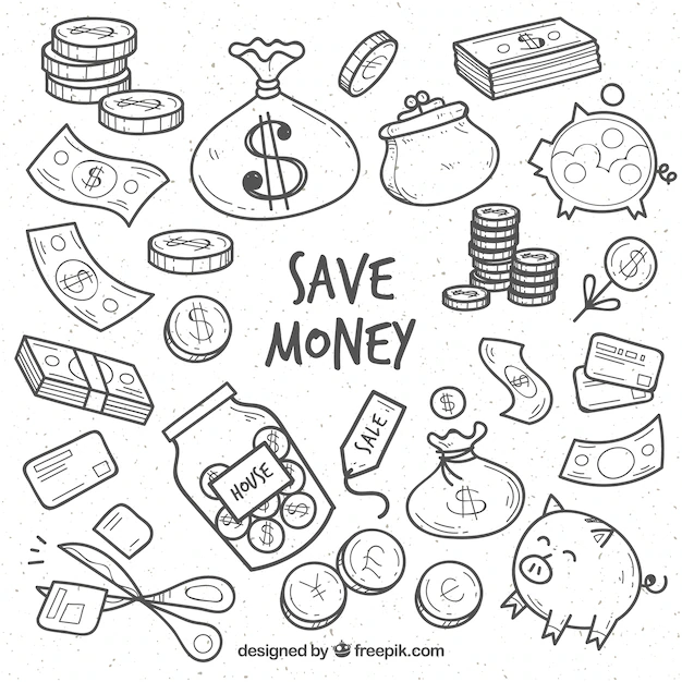 Free Vector | Collection of sketches of elements relating to money