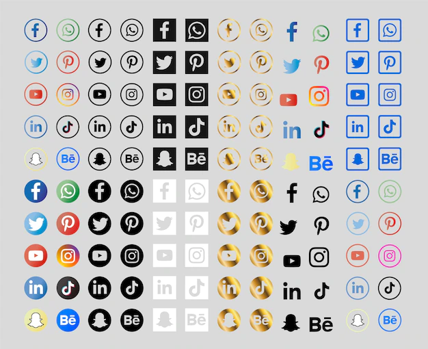 Free Vector | Collection of social media icons with gradients and gold