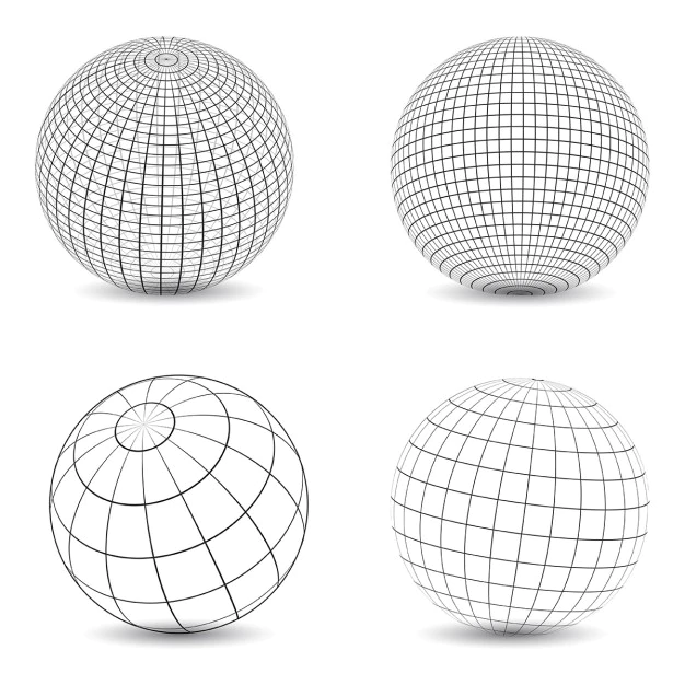 Free Vector | Collection of various designs of wireframe globes